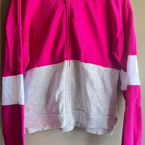Pink and Gray Colorblock Zip-Up Jacket